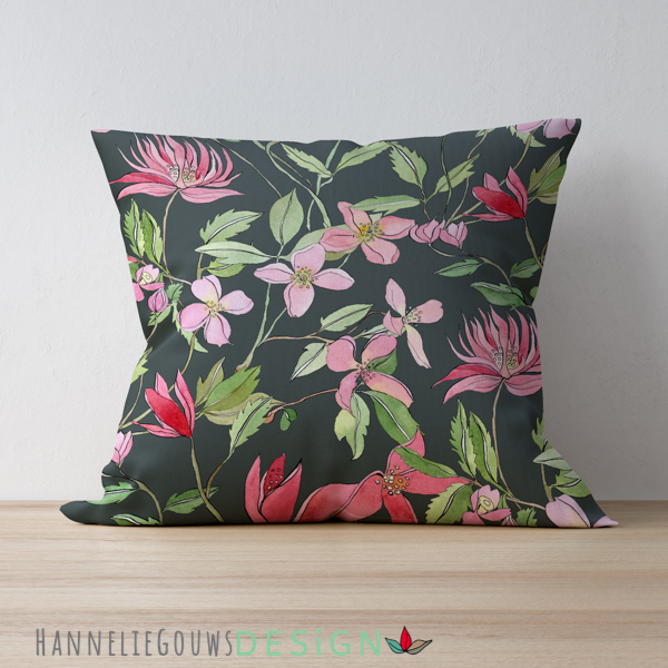 Inky Floral Pillow Pattern